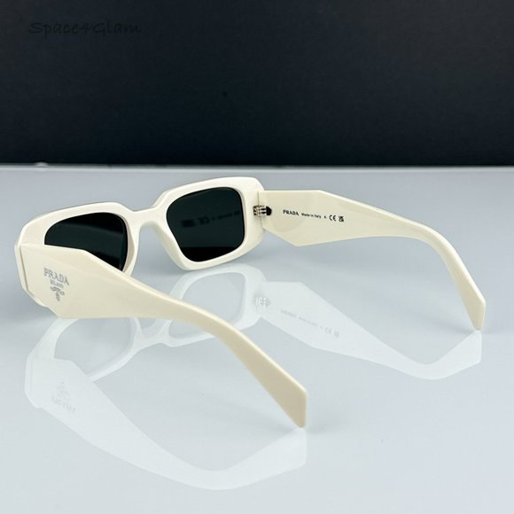 Prada Men Sunglasses Ivory White Dark Gray Rectangle PR17WS 1425S0 NEW - Picture 5 of 17